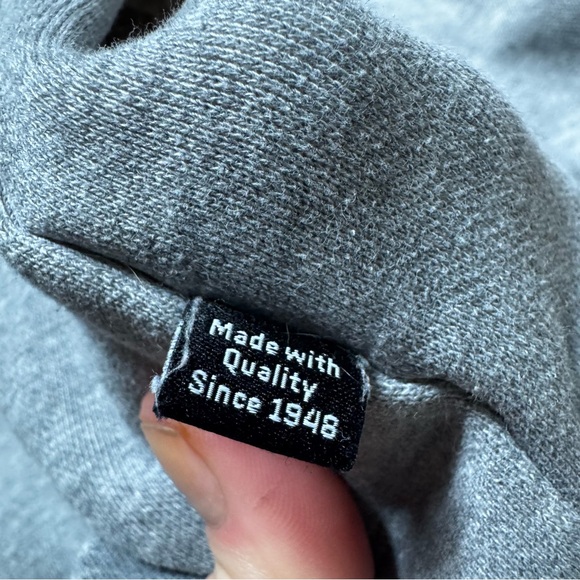 Puma Pullover Hoodie Men's Size L Gray Fleece Logo Sweatshirt Kangaroo Pockets - Picture 5 of 10